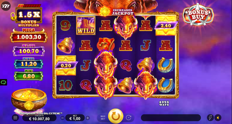 Blazing Bison Gold Blitz Extreme slot game Games Global Bison Graphic Animal games jackpot games mrq online casino real money bets